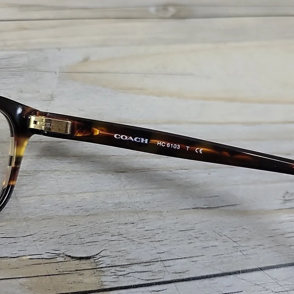 Coach HC6103 5443 Cat Eye Black Tort Gltr Varsity‎ Stripe Womens Eyeglasses 54mm